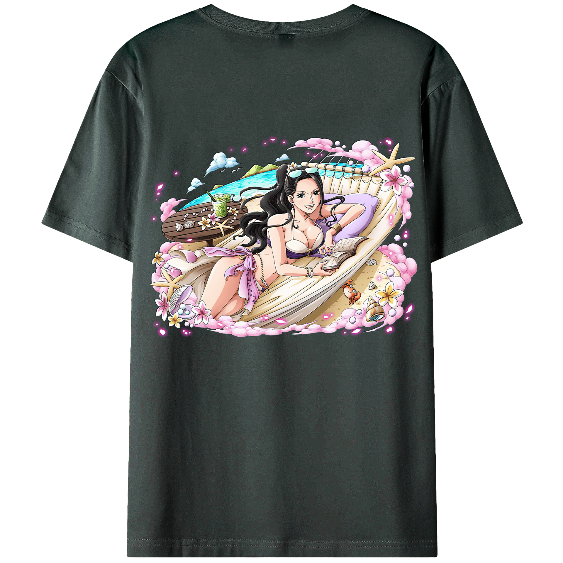 ワンピース ニコ・ロビン ONE PIECE Nico Robin 綿100％ メンズ半袖Tシャツ（バックプリント） 通気性